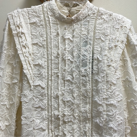 FARM RIO Star 3D Embroidered Blouse in Off White Small - NWT - Picture 5 of 10